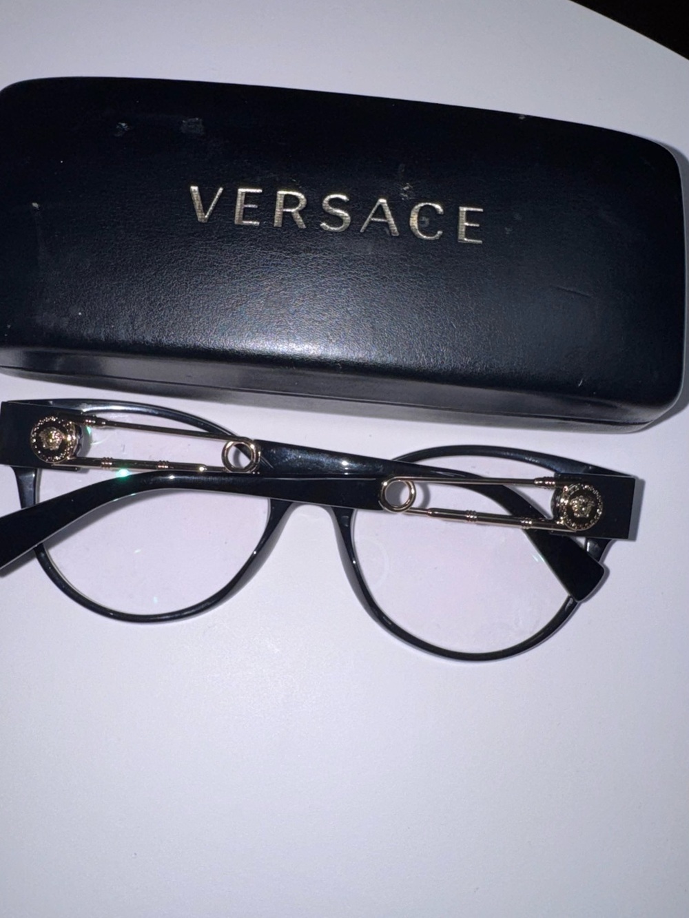 Versace Black and Gold Cat-Eye Eyeglasses